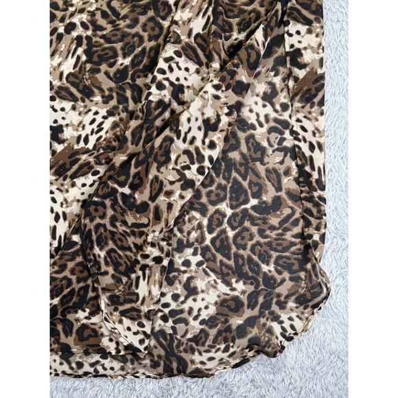 MLLE Gabrielle Animal Print Dress 2X XXL Cover Up Sheer Long Sleeve V Neck - Picture 8 of 12